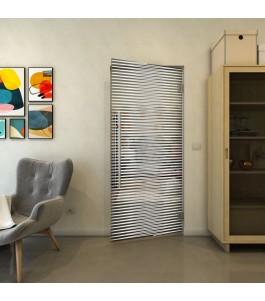 Pendeltür - Fineprint Model 022 Weiss auf Grauglas
