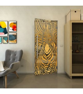 Pendeltür - Fineprint Model 023 Gold auf Grauglas