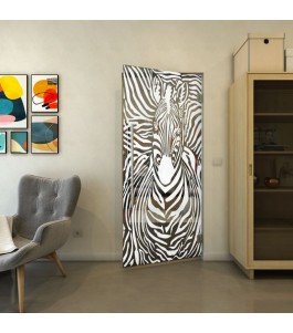 Pendeltür - Fineprint Model 023 Weiss auf Grauglas
