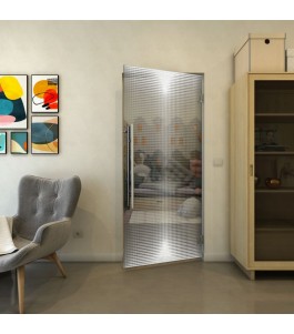 Pendeltür - Fineprint Model 024 Weiss auf Grauglas