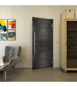 Pendeltür - Fineprint Model 025 Schwarz auf Grauglas