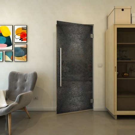 Pendeltür - Fineprint Model 025 Schwarz auf Grauglas