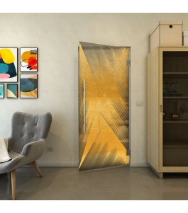 Pendeltür - Fineprint Model 026 Gold auf Grauglas