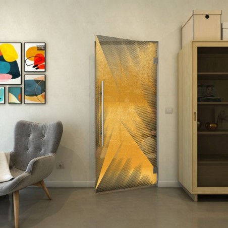 Pendeltür - Fineprint Model 026 Gold auf Grauglas