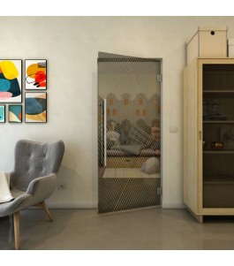 Pendeltür - Fineprint Model 028 Gold auf Grauglas