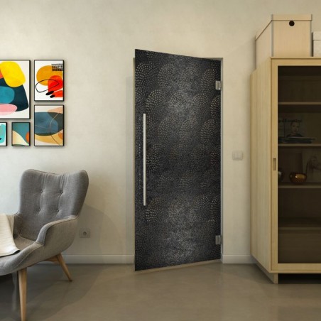 Pendeltür - Fineprint Model 029 Schwarz auf Grauglas