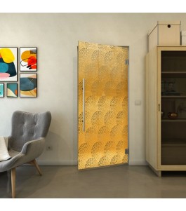 Pendeltür - Fineprint Model 029 Gold auf Grauglas