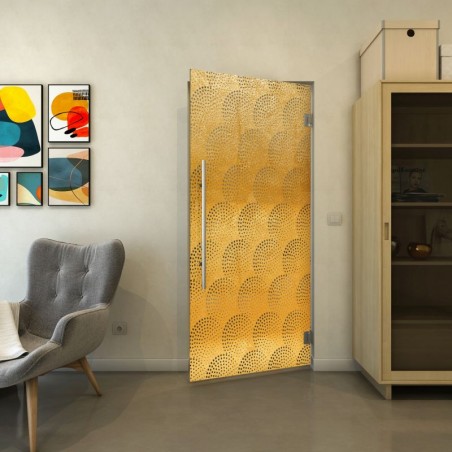 Pendeltür - Fineprint Model 029 Gold auf Grauglas