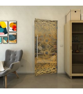 Pendeltür - Fineprint Model 030 Gold auf Grauglas