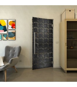 Pendeltür - Fineprint Model 033 Schwarz auf Grauglas
