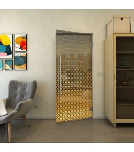 Pendeltür - Fineprint Model 038 Gold auf Grauglas