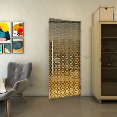 Pendeltür - Fineprint Model 038 Gold auf Grauglas