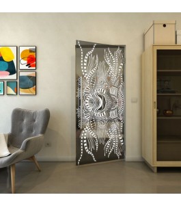 Pendeltür - Fineprint Model 039 Weiss auf Grauglas