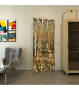 Pendeltür - Fineprint Model 040 Gold auf Grauglas