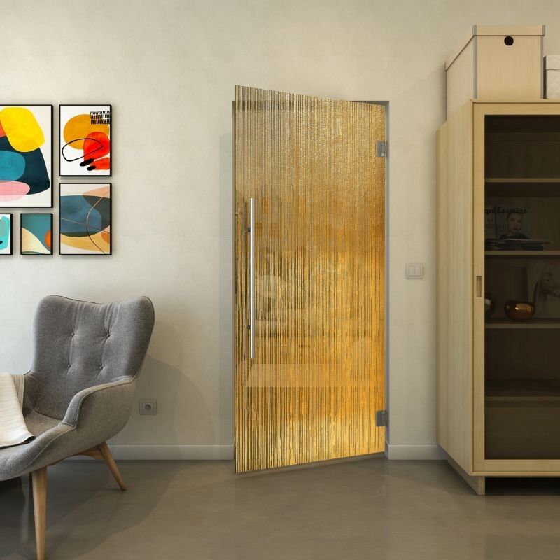 Pendeltür - Fineprint Modell 050 Gold auf Grauglas