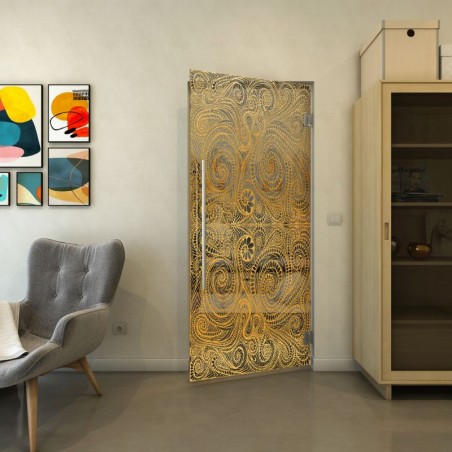 Pendeltür - Fineprint Model 051 Gold auf Grauglas