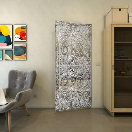 Pendeltür - Fineprint Model 051 Weiss auf Grauglas