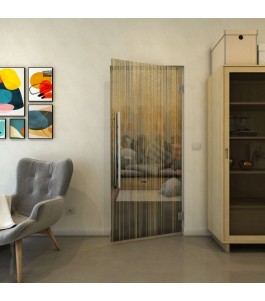 Pendeltür - Fineprint Model 052 Gold auf Grauglas