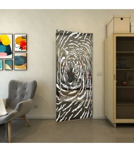 Pendeltür - Fineprint Model 057 Weiss auf Grauglas