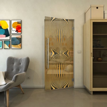 Pendeltür - Fineprint Model 058 Gold auf Grauglas
