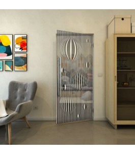 Pendeltür - Fineprint Model 060 Weiss auf Grauglas
