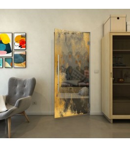 Pendeltür - Fineprint Model 061 Gold auf Grauglas