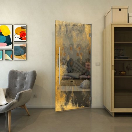 Pendeltür - Fineprint Model 061 Gold auf Grauglas