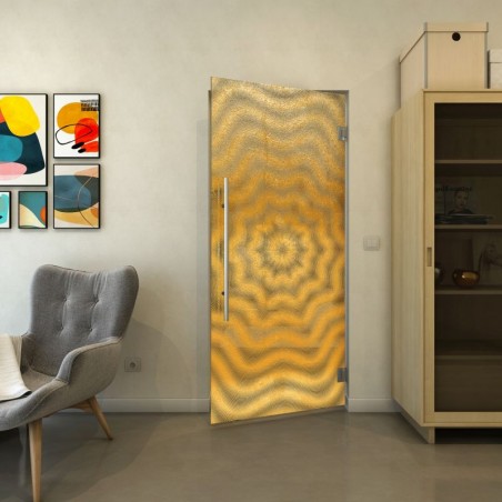 Pendeltür - Fineprint Model 064 Gold auf Grauglas