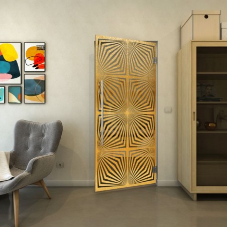 Pendeltür - Fineprint Model 069 Gold auf Grauglas