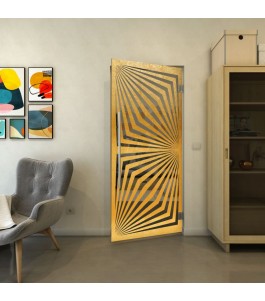 Pendeltür - Fineprint Model 070 Gold auf Grauglas