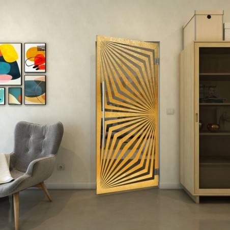 Pendeltür - Fineprint Model 070 Gold auf Grauglas