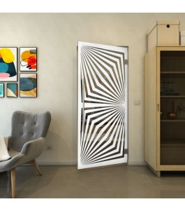 Pendeltür - Fineprint Model 070 Weiss auf Grauglas