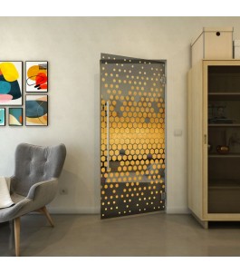 Pendeltür - Fineprint Model 072 Gold auf Grauglas