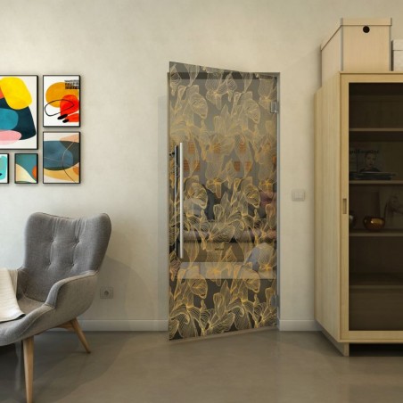 Pendeltür - Fineprint Model 077 Gold auf Grauglas