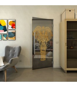 Pendeltür - Fineprint Model 078 Gold auf Grauglas