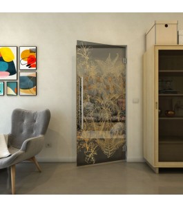 Pendeltür - Fineprint Model 080 Gold auf Grauglas