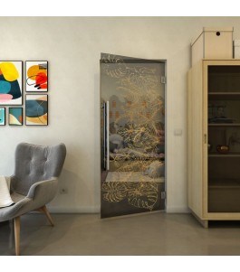 Pendeltür - Fineprint Model 082 Gold auf Grauglas