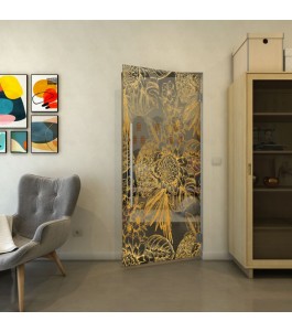 Pendeltür - Fineprint Model 083 Gold auf Grauglas