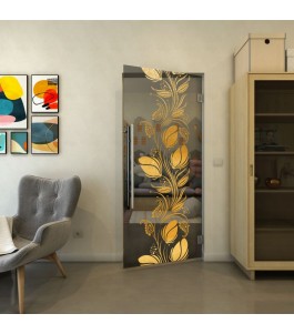 Pendeltür - Fineprint Model 086 Gold auf Grauglas
