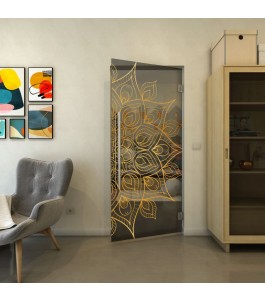 Pendeltür - Fineprint Model 088 Gold auf Grauglas