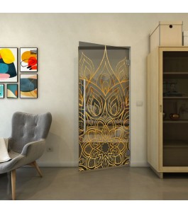Pendeltür - Fineprint Model 089 Gold auf Grauglas
