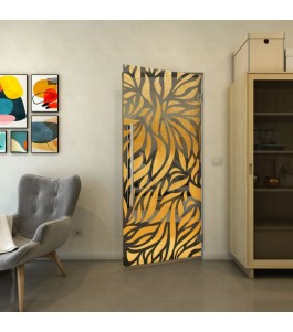 Pendeltür - Fineprint Model 096 Gold auf Grauglas
