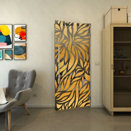 Pendeltür - Fineprint Model 096 Gold auf Grauglas