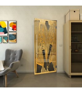 Pendeltür - Fineprint Model 097 Gold auf Grauglas