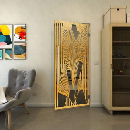 Pendeltür - Fineprint Model 097 Gold auf Grauglas