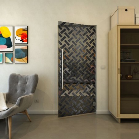 Pendeltür - Fineprint Model 102 Schwarz auf Grauglas