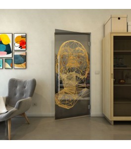 Pendeltür - Fineprint Model 103 Gold auf Grauglas