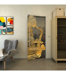 Pendeltür - Fineprint Model 106 Gold auf Grauglas
