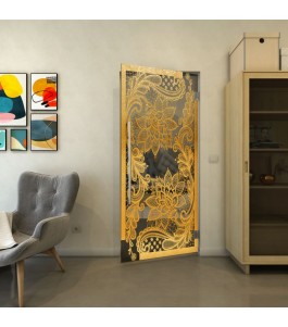 Pendeltür - Fineprint Model 108 Gold auf Grauglas