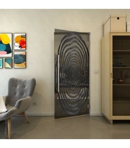 Pendeltür - Fineprint Model 109 Schwarz auf Grauglas